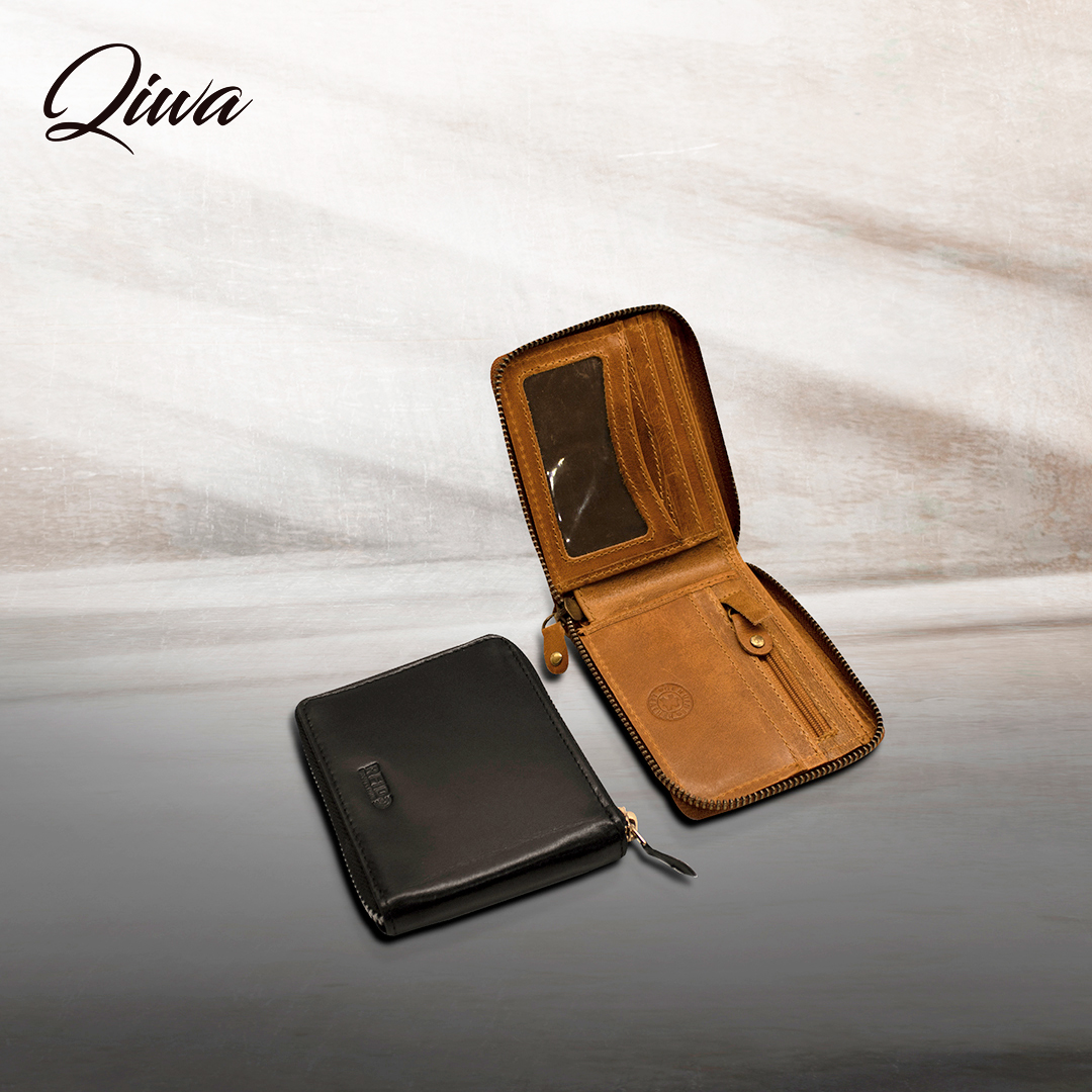 Billetera de Hombre con cierre Lateral y tecnolog a RFID Qiwa Cueros
