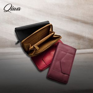 billetera de mujer cuero cierre- bolsillo parte posterior