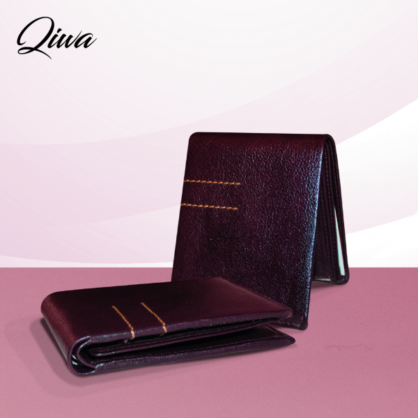 Billetera de cuero de hombre color vino